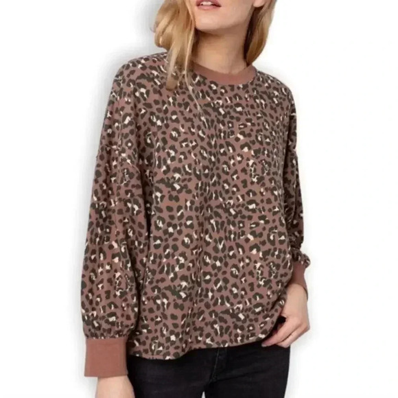 Rails Reeves Mountain Leopard crew neck sweater size M New - Picture 1 of 13